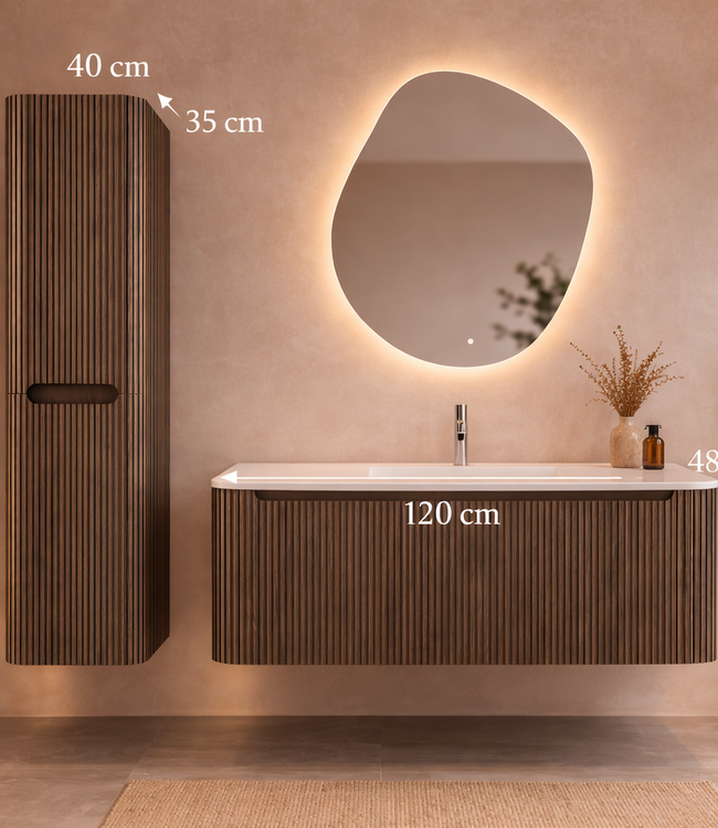 Rene Houtman Badkamermeubel Set Marseille Rond | Mat Beige | Stel Samen