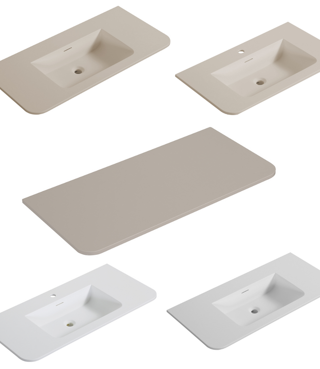 Rene Houtman Badkamermeubel Set Marseille Rond | Mat Beige | Stel Samen