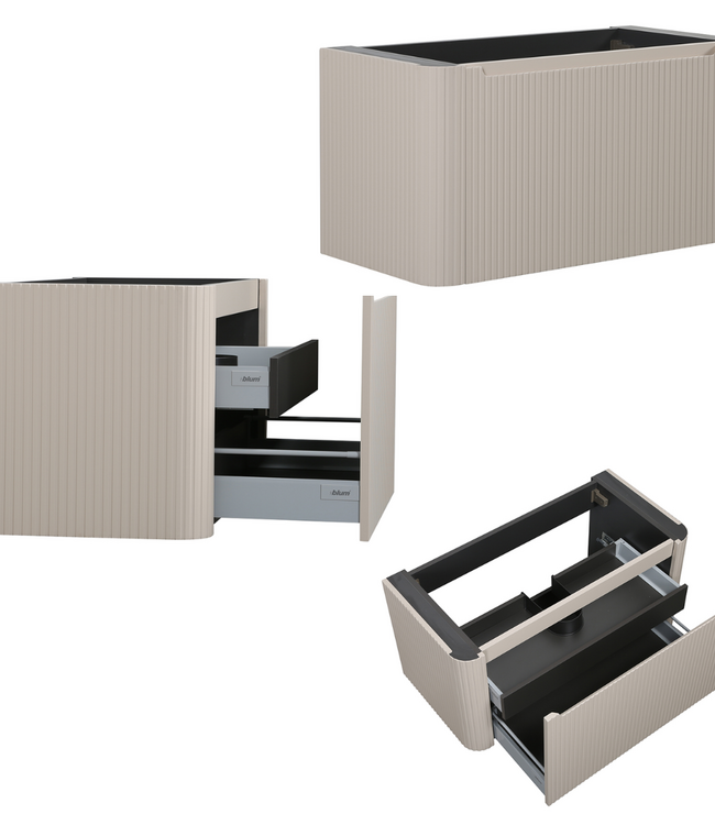 Rene Houtman Badkamermeubel Set Marseille Rond | Mat Beige | Stel Samen