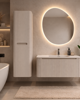 Rene Houtman Badkamermeubel Marseille Rond | Mat Beige | Stel Samen