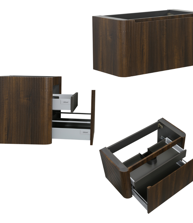 Rene Houtman Badkamermeubel Set Marseille Rond | Walnoot | Stel Samen