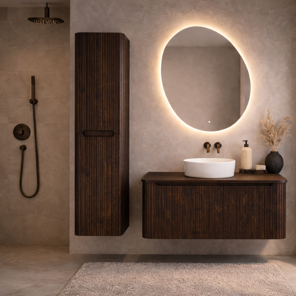 Rene Houtman Badkamerkast Marseille Rond | Walnoot | 160 cm
