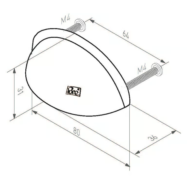 Dauby STUK MEUBELSCHELP PCO 64 RUW METAAL (RM) 64mm