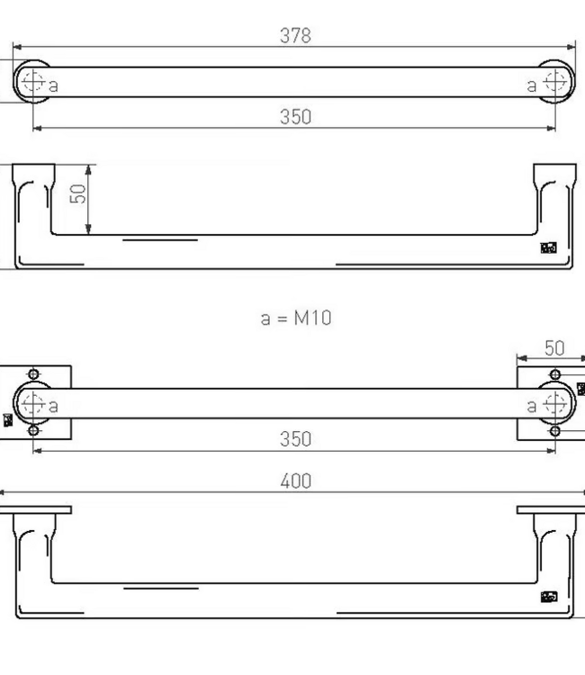 Dauby STUK DEURGREEP PPH RUW BRONS (RB) 350mm