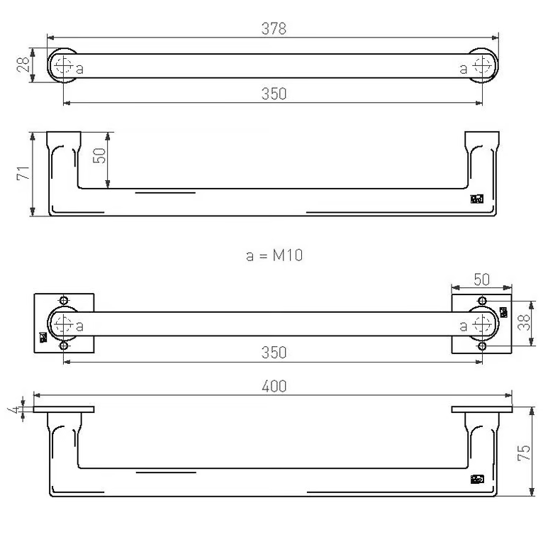 Dauby STUK DEURGREEP PPH RUW BRONS (RB) 350mm