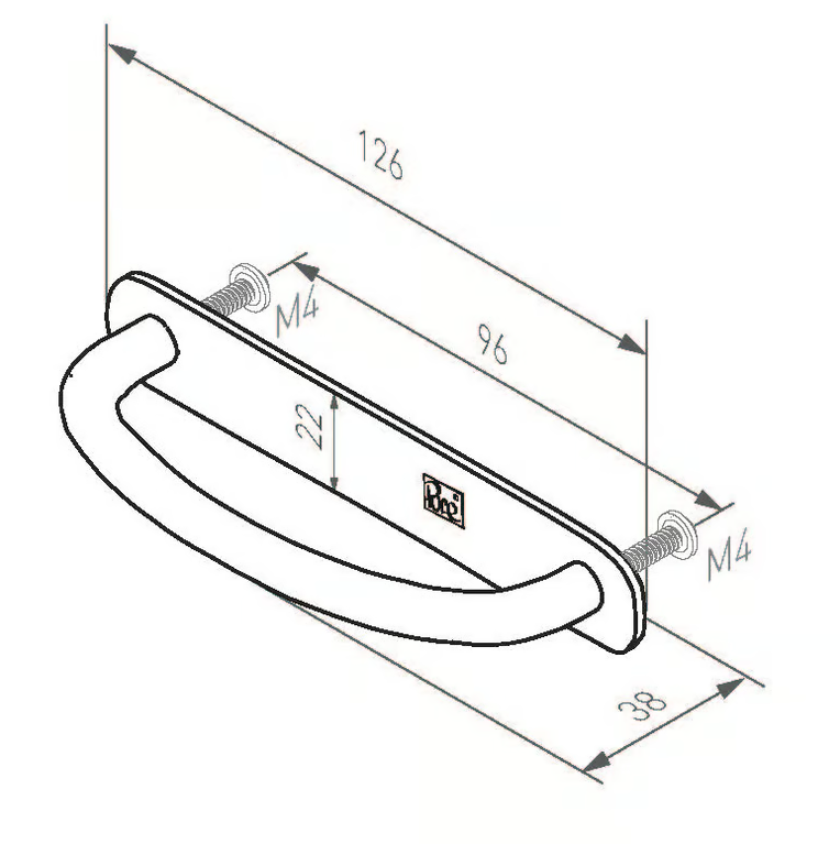 Dauby STUK MEUBELGREEP PMR-96 MAT WIT BRONS (WBS) 96mm