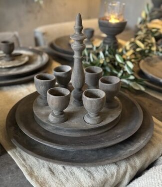 Aura Peeperkorn Houten Eierhouder | Inclusief 6 Eierdopjes | H28 x D24 cm