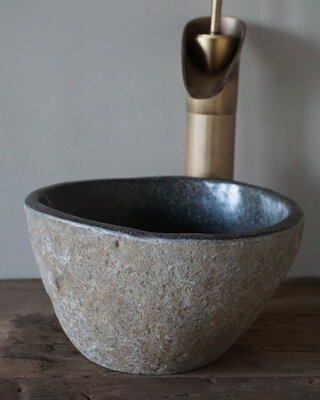 Rene Houtman Kleine Stenen Waskom + Spoelgat | H12,5 x B22 x D21 cm