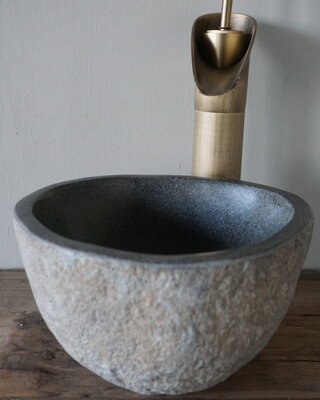 Rene Houtman Kleine Stenen Waskom + Spoelgat | H12,5 x B22,5 x D22,5 cm