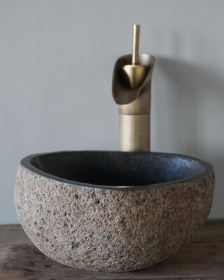 Rene Houtman Kleine Stenen Waskom + Spoelgat | Nr 2 | H13 x B26 x D21 cm