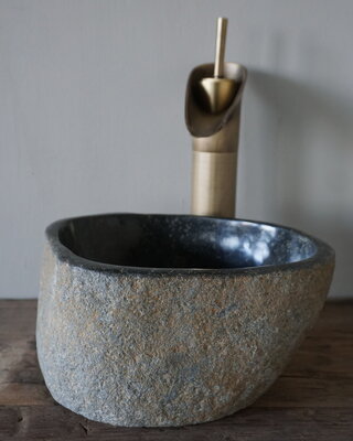 Rene Houtman Kleine Stenen Waskom + Spoelgat | H13 x B23,5 x D21 cm