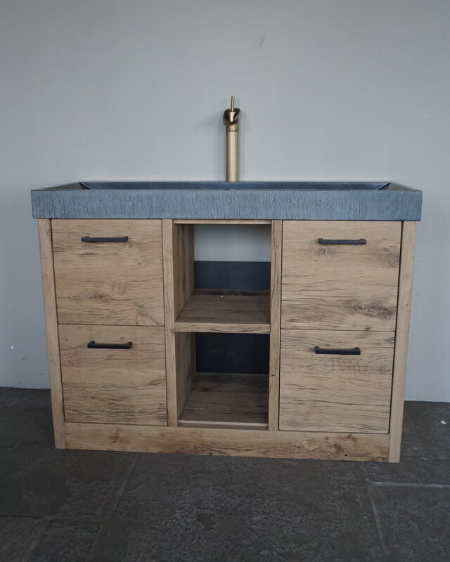 Rene Houtman Badkamermeubel Rowin | Geschaafd Oud Eiken | Maatwerk