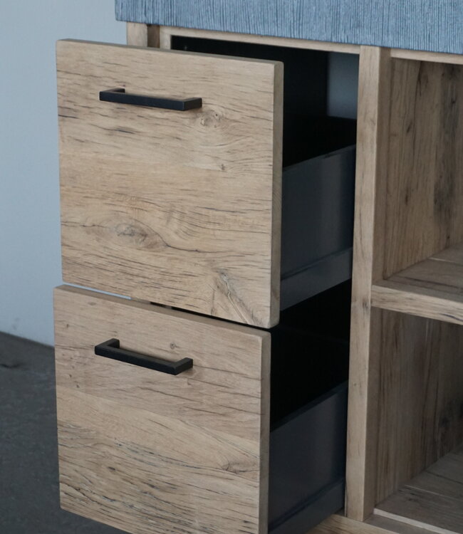 Rene Houtman Badkamermeubel Rowin | Geschaafd Oud Eiken | Maatwerk