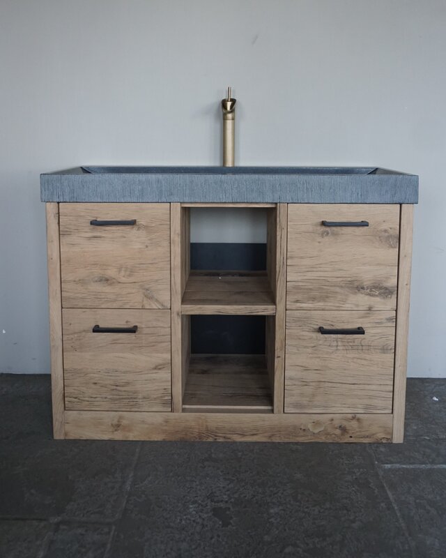 Rene Houtman Badkamermeubel Rowin | Geschaafd Oud Eiken | Maatwerk