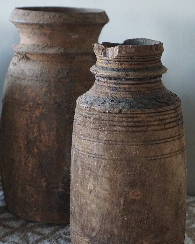 Aura Peeperkorn Pottenset Van 4 | Houten Nepalese Potten
