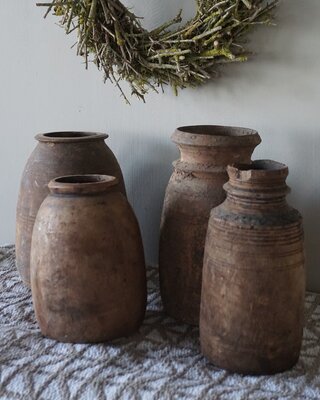 Aura Peeperkorn Pottenset Van 4 | Houten Nepalese Potten