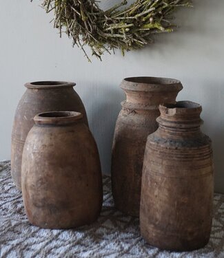 Aura Peeperkorn Pottenset Van 4 | Houten Nepalese Potten