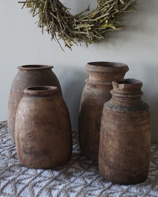 Aura Peeperkorn Pottenset Van 4 | Houten Nepalese Potten