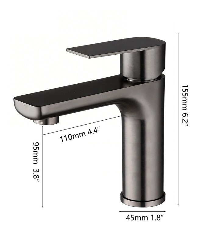 Rene Houtman Moderne Wastafelkraan | Mengkraan | Gun Metal