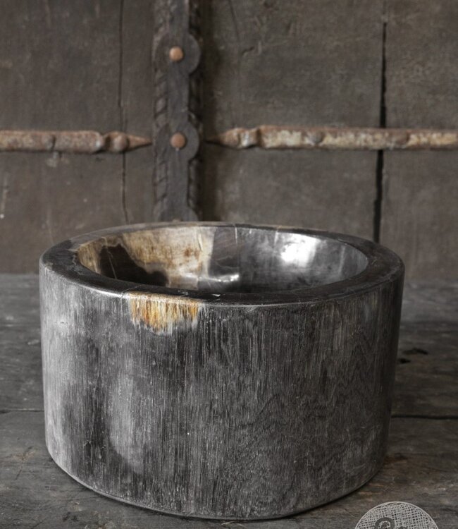 Be-Uniq Schaal | Versteend Hout | Indonesie | H17 x D31 cm