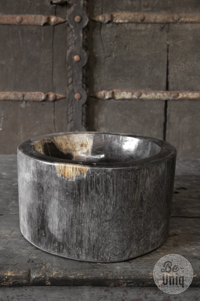 Be-Uniq Schaal | Versteend Hout | Indonesie | H17 x D31 cm