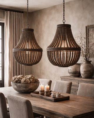 Rene Houtman Kralen Hanglamp Rustica Bruin H70 x B43 Cm
