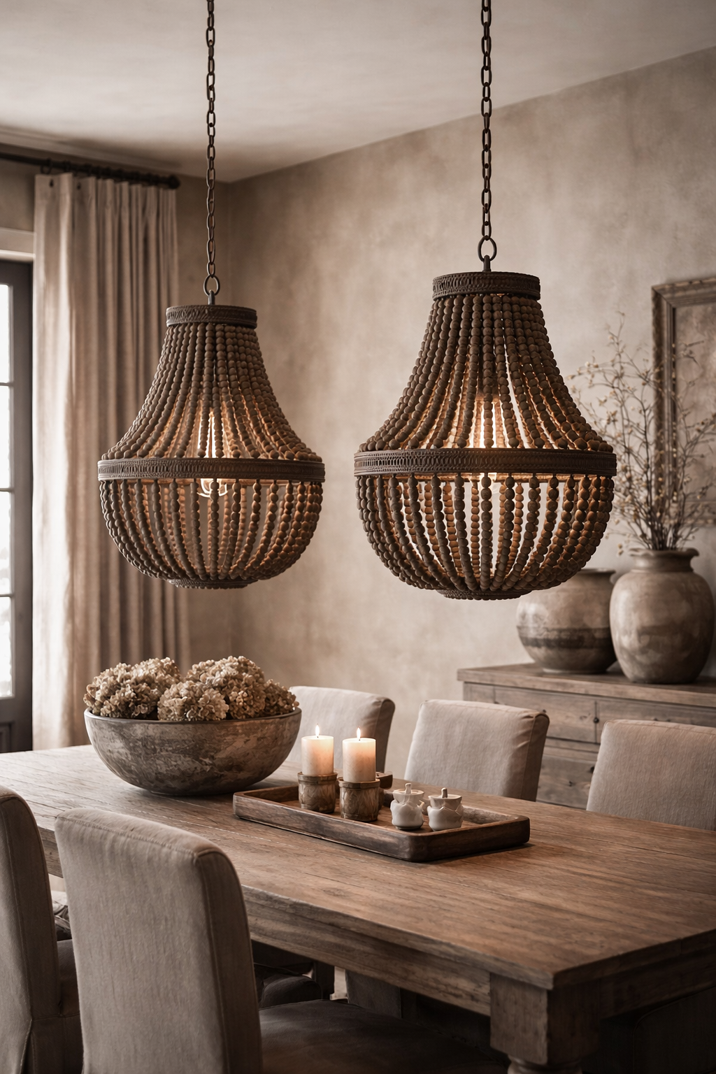 Rene Houtman Kralen Hanglamp Rustica Bruin H70 x B43 Cm
