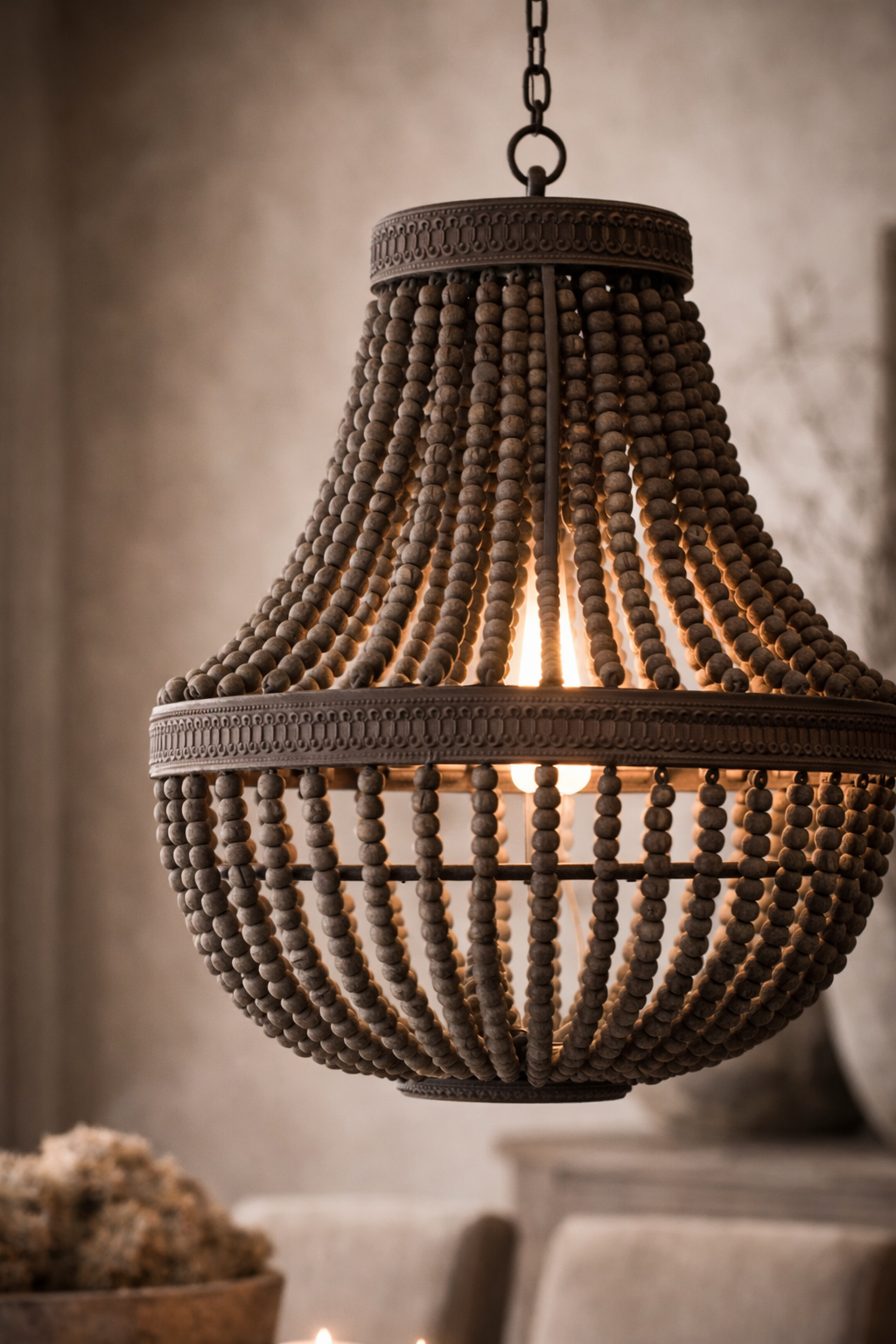 Rene Houtman Kralen Hanglamp Rustica Bruin H70 x B43 Cm