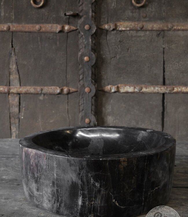 Be-Uniq Schaal | Versteend Hout | Indonesie | H14 x B38 x D34 cm