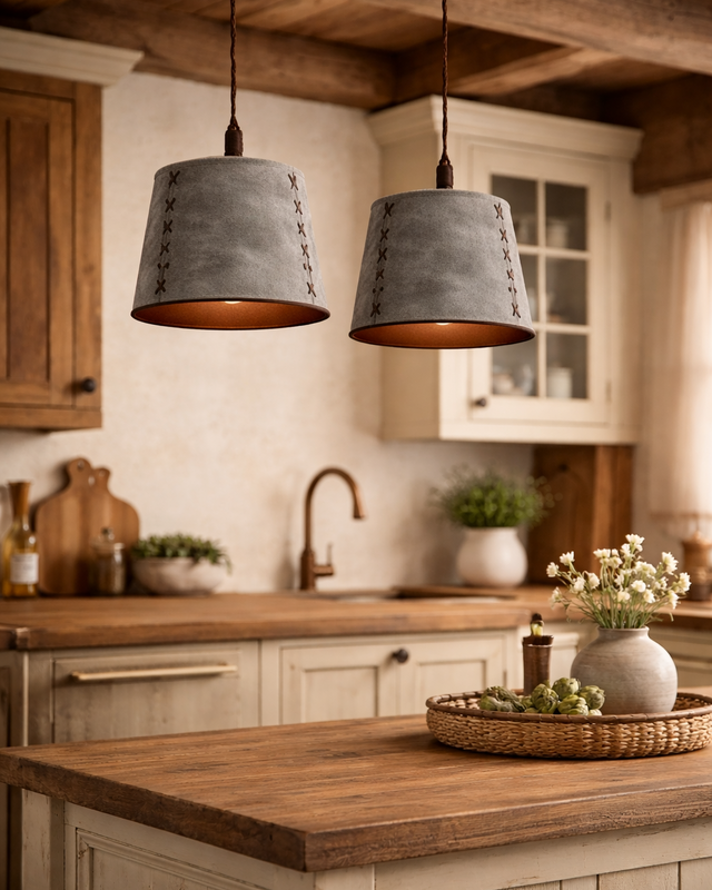 Rene Houtman Hanglamp Nalia Suède Leder H15 x B18 Cm