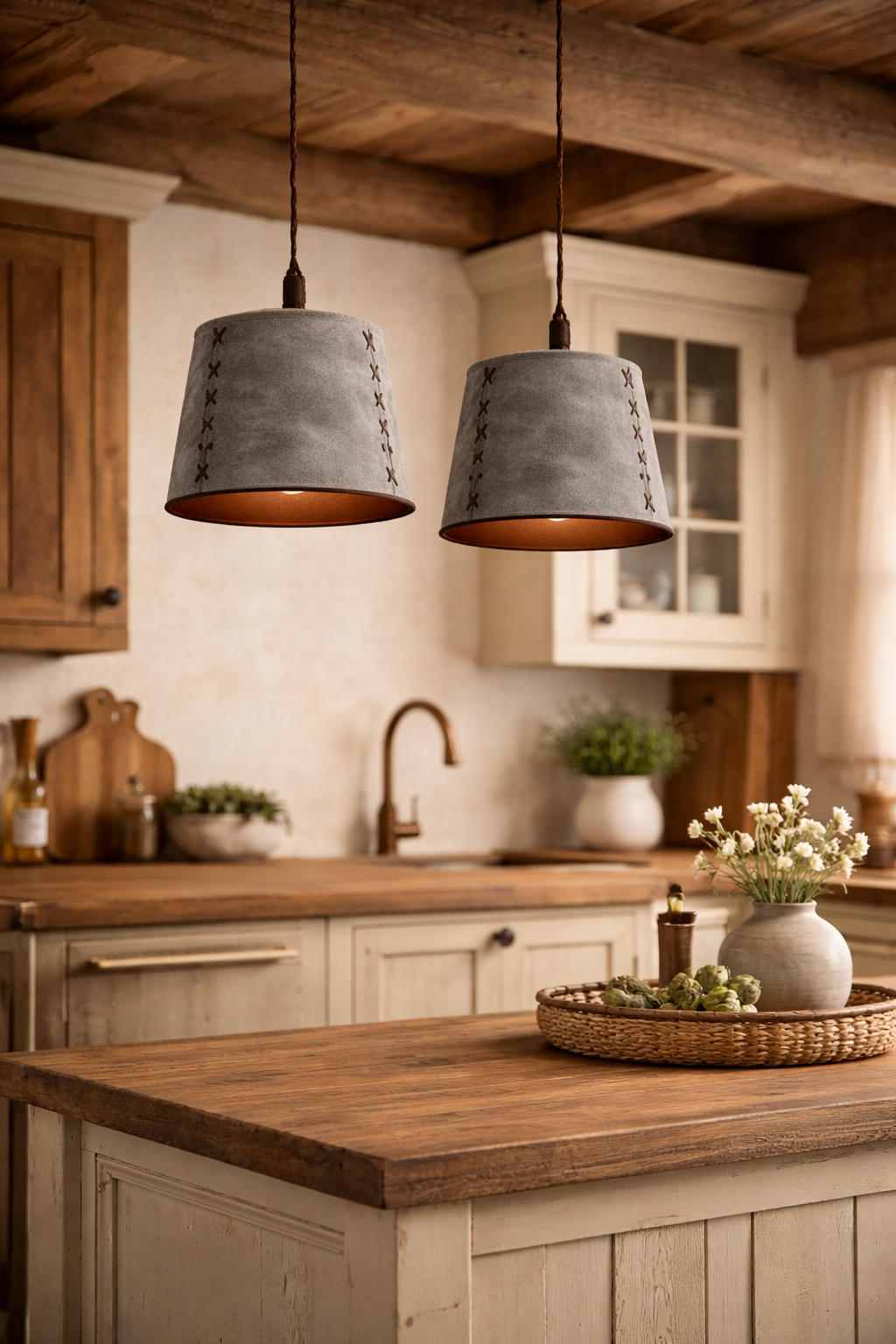 Rene Houtman Hanglamp Nalia Suède Leder H15 x B18 Cm
