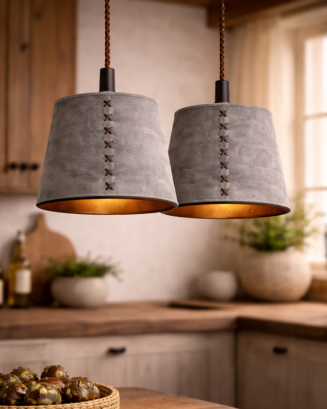Rene Houtman Hanglamp Nalia Suède Leder H19 x B23 Cm