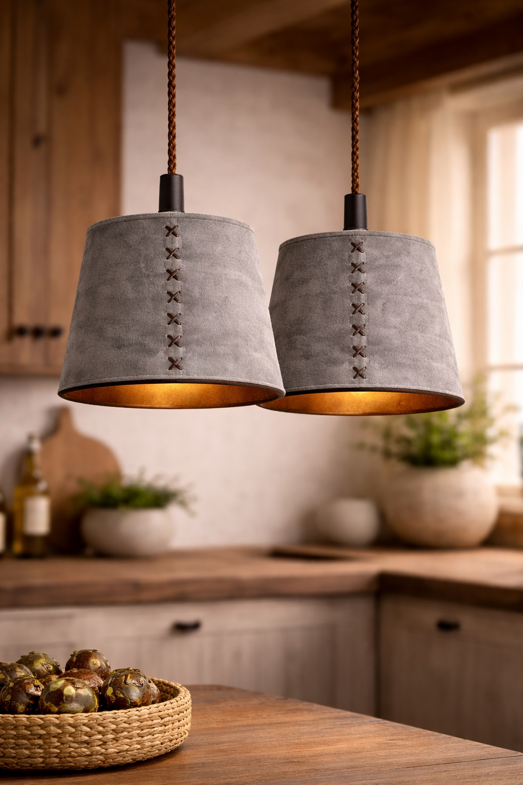 Rene Houtman Hanglamp Nalia Suède Leder H19 x B23 Cm