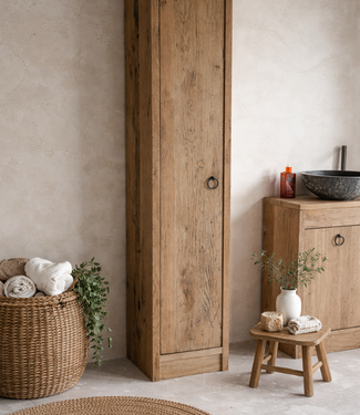 Rene Houtman Badkamerkast Son Eiken Wagondelen 1 Deur