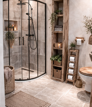 Rene Houtman Massief oud houten badkamerkast/handdoekenkast Hugo