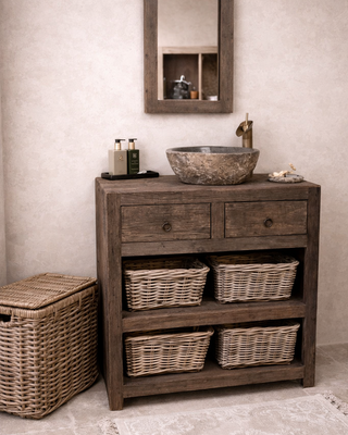 Rene Houtman Landelijk Badkamermeubel Oud Hout 80 cm