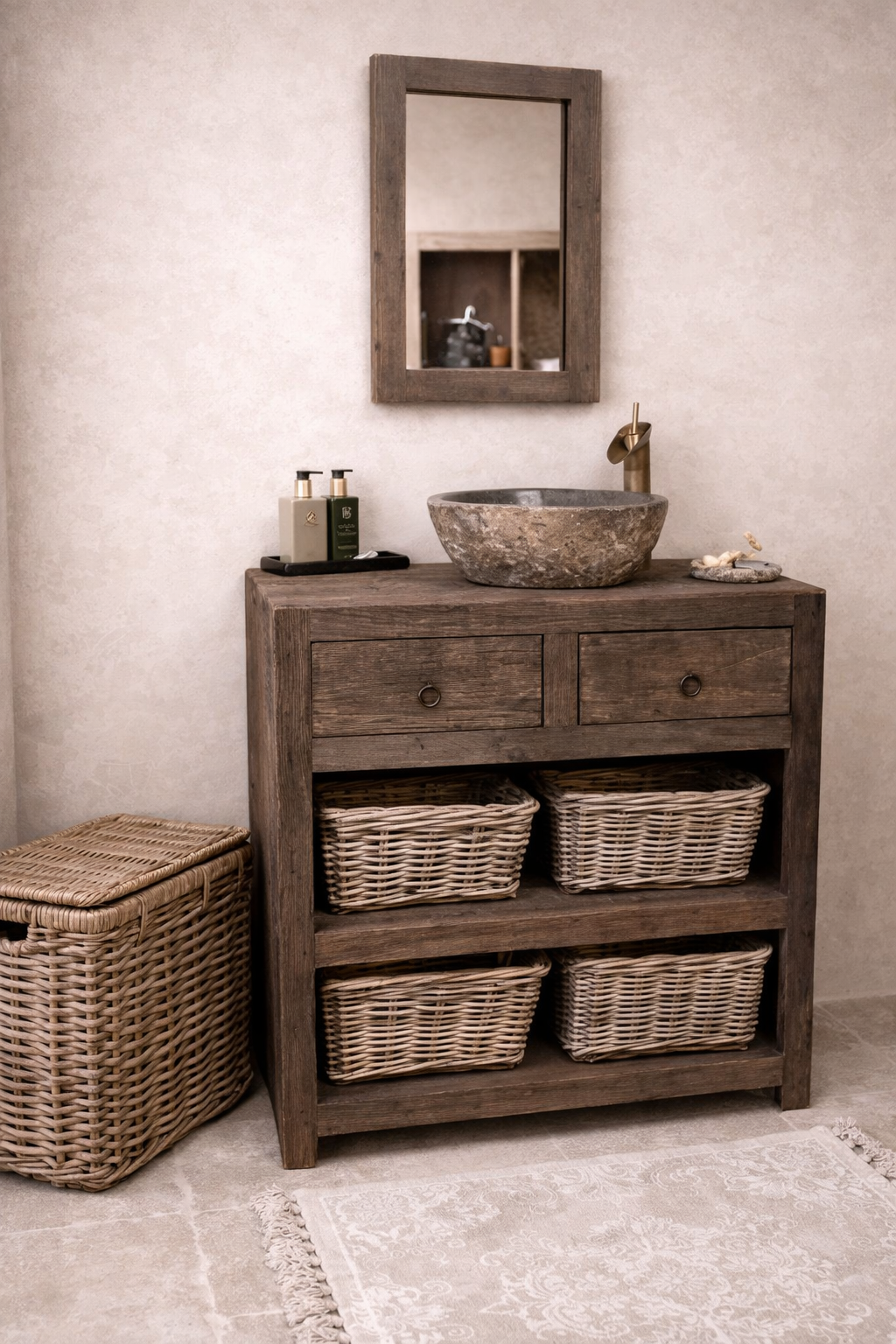 Rene Houtman Landelijk Badkamermeubel Oud Hout 80 cm