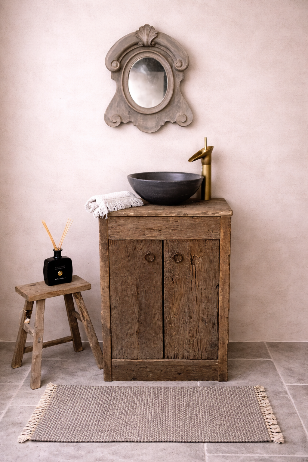 Rene Houtman Toiletmeubel Anouk Geborsteld Oud Eikenhout