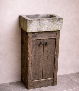 Rene Houtman Geesje toiletmeubel oud eiken + natuurstenen bak