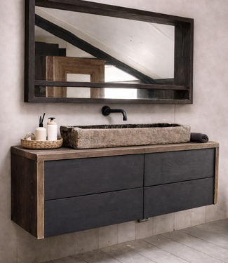 Rene Houtman Moos Zwevend Badkamermeubel Zwart 4  Lades