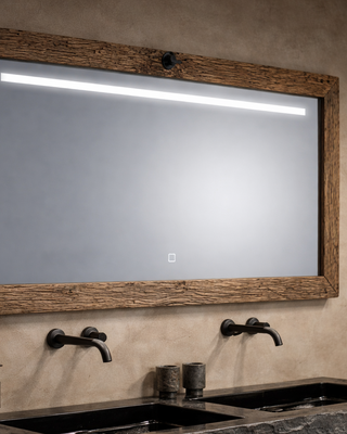 Rene Houtman Spiegel Condensvrij + LED + Geborsteld Eikenhouten Lijst - Kies Maat