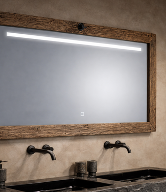 Rene Houtman Spiegel Condensvrij + LED + Geborsteld Eikenhouten Lijst - Kies Maat