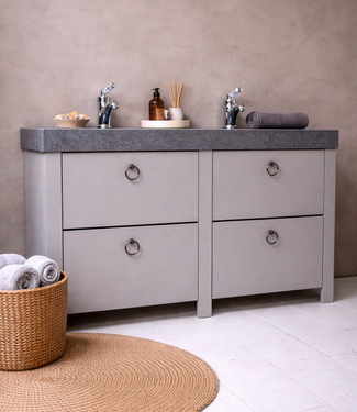 Rene Houtman Landelijk badkamermeubel grijs 140 cm met 4 lades