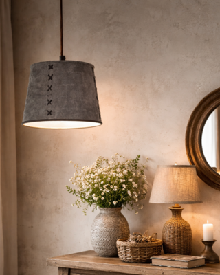 Rene Houtman Hanglamp Nalia Suède Leder H19 x B23 Cm