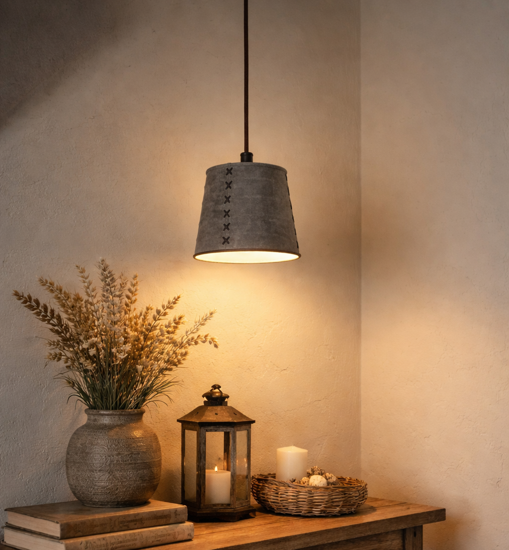 Rene Houtman Hanglamp Nalia Suède Leder H15 x B18 Cm