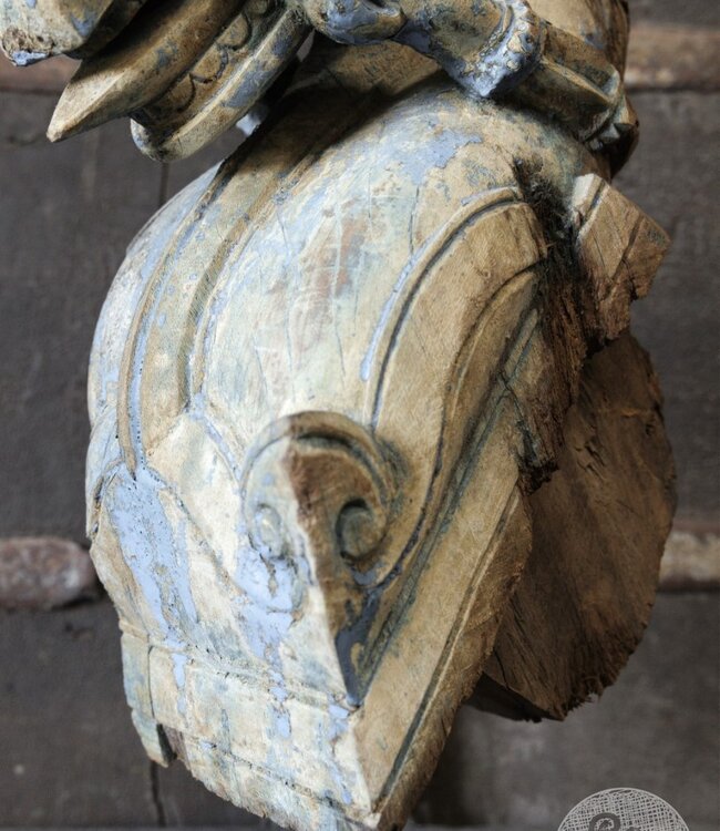 Be-Uniq Antiek Paard Op Standaard | H58 x B16 x D25 cm