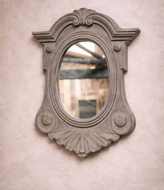 Rene Houtman Spiegel Ossenoog Hout H84xB62 cm Old Grey