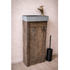 Oud Eikenhouten Geborsteld Toiletmeubel 1 deur + Gefrijnde Fontein