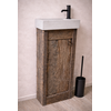 Oud Eikenhouten Geborsteld Toiletmeubel 1 deur + Fontein L.Grey