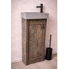 Oud Eikenhouten Geborsteld Toiletmeubel 1 deur + Fontein D.Grey